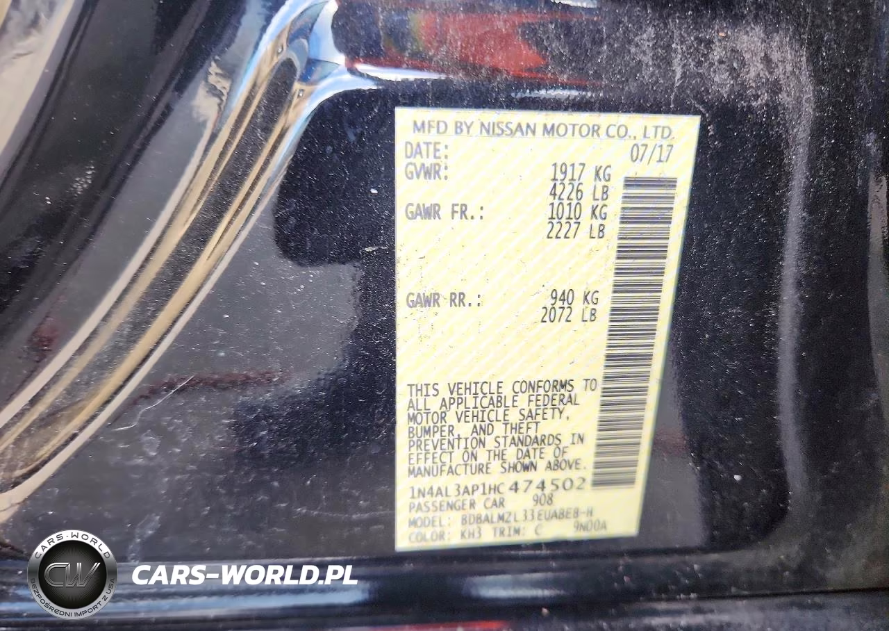 2017 Nissan Altima 2.5 Sv VIN:1N4AL3AP1HC474502 - 12