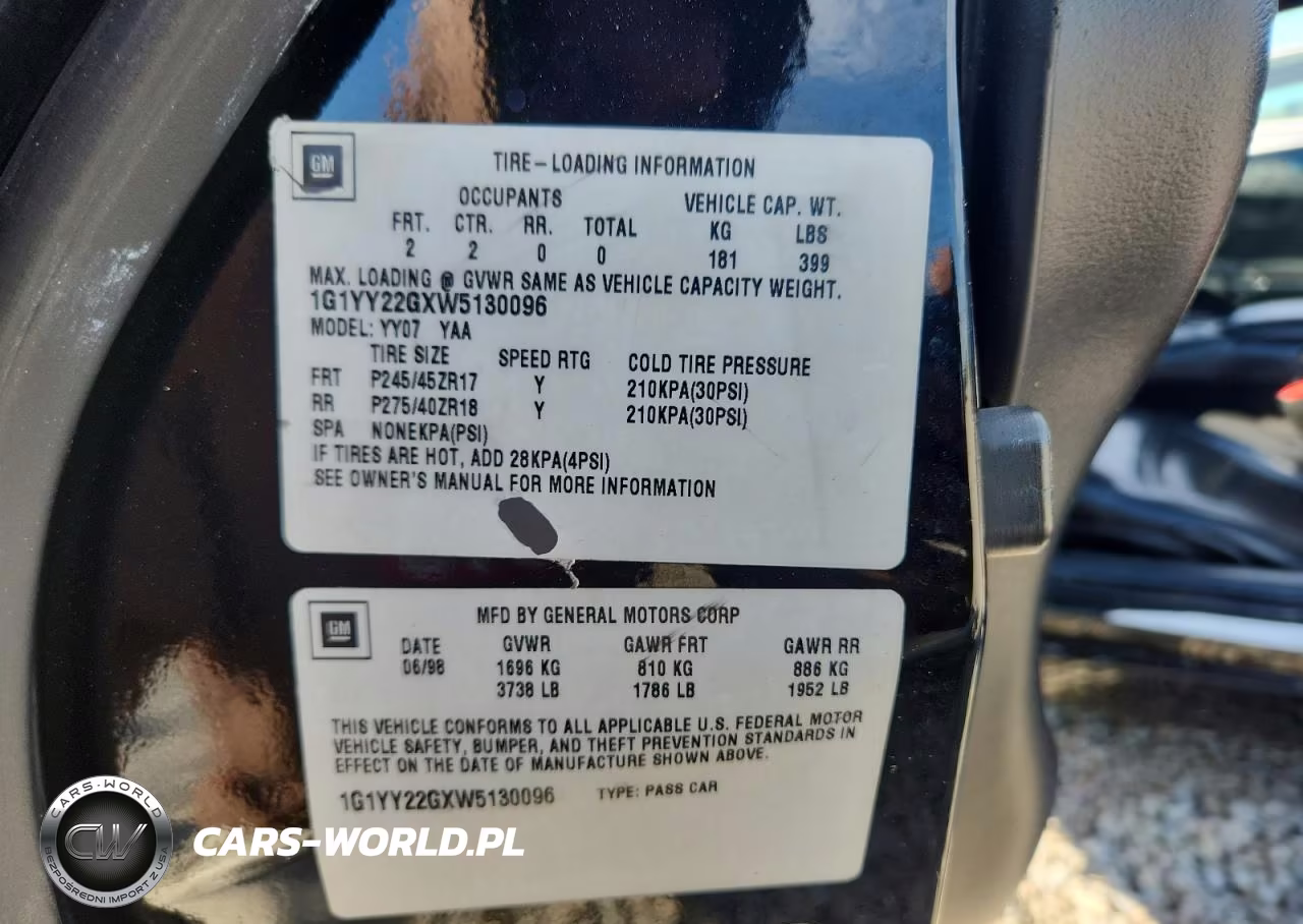 1998 Chevrolet Corvette VIN:1G1YY22GXW5130096 - 13
