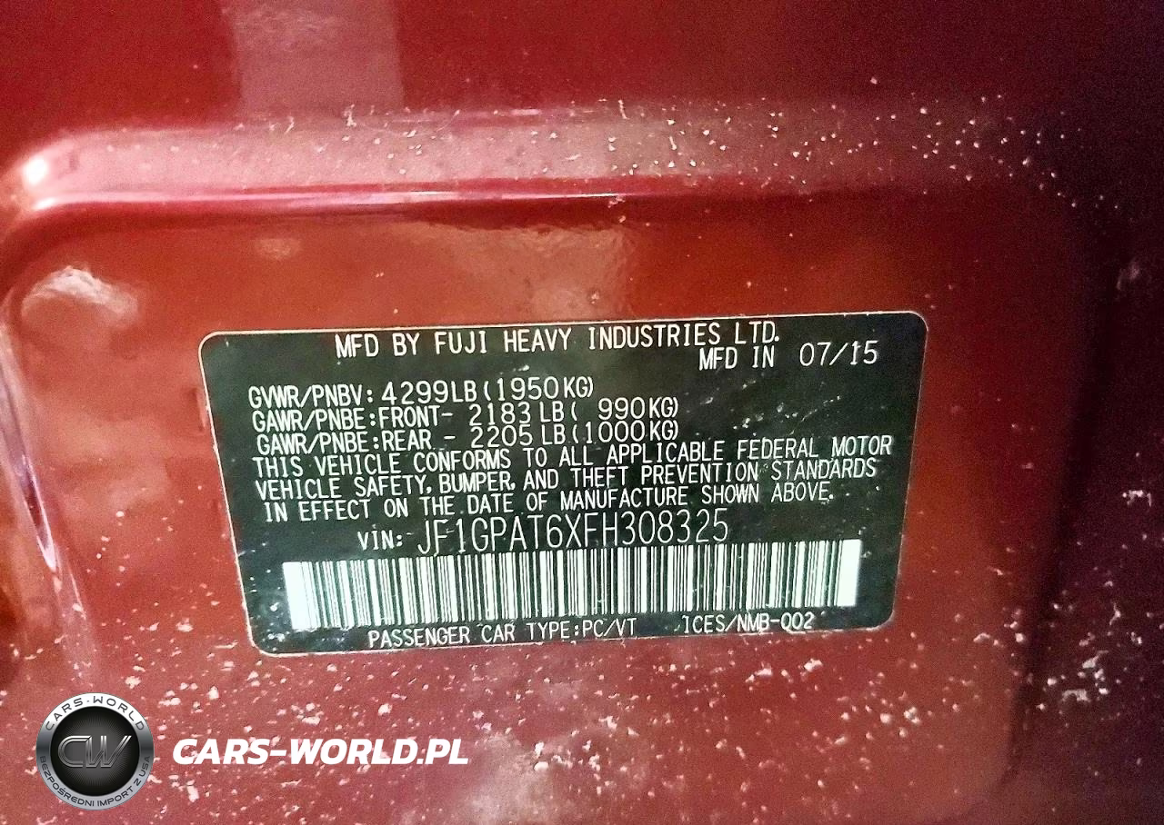 2015 Subaru Impreza Sport VIN:JF1GPAT6XFH308325 - 14