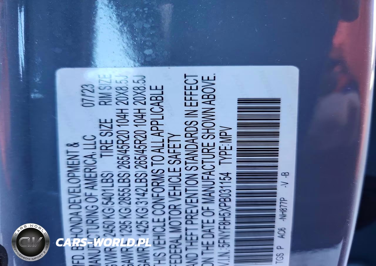 2023 Honda Passport Exl VIN:5FNYF8H5XPB031154 - 13