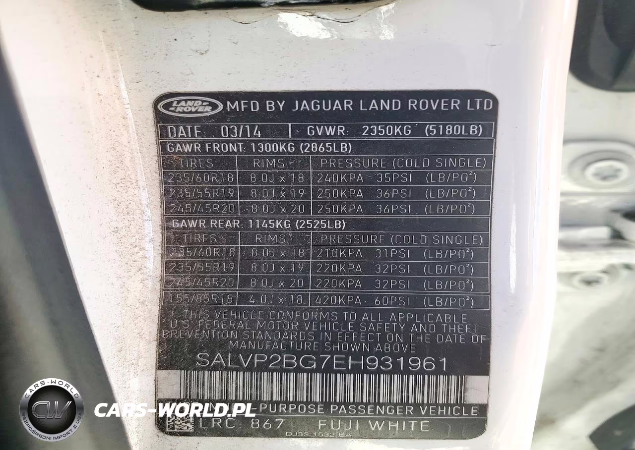 2014 Land Rover Range Rover Evoque Pure Plus VIN:SALVP2BG7EH931961 - 13