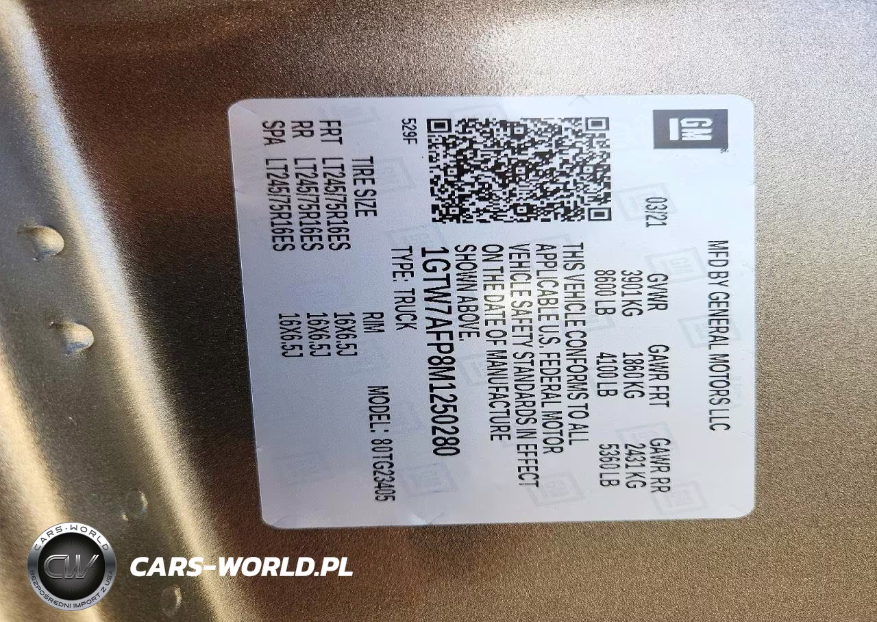 2021 GMC Savana G2500 VIN:1GTW7AFP8M1250280 - 13