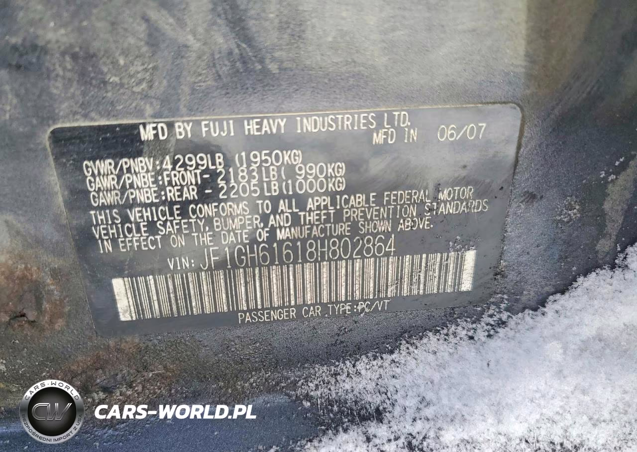 2008 Subaru Impreza 2.5I VIN:JF1GH61618H802864 - 12