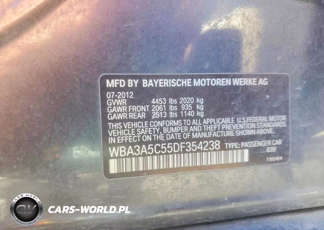 2013 BMW 328 I VIN:WBA3A5C55DF354238 - 12
