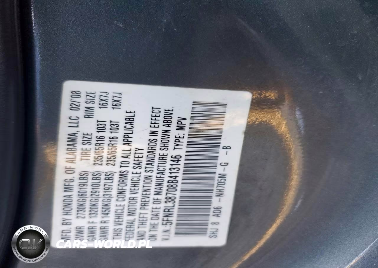 2008 Honda Odyssey Exl VIN:5FNRL38708B413146 - 13