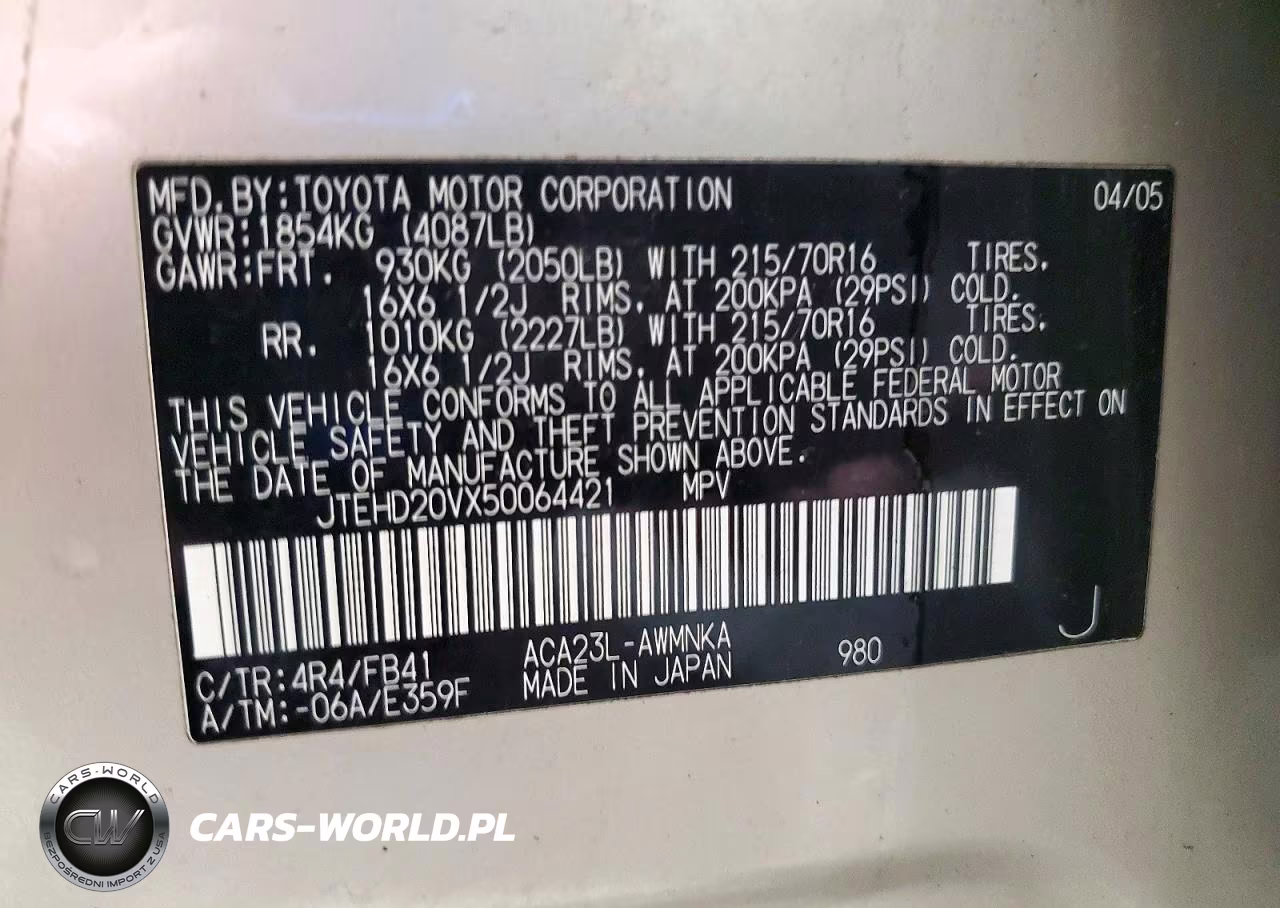 2005 Toyota Rav4 Base VIN:JTEHD20VX50064421 - 13
