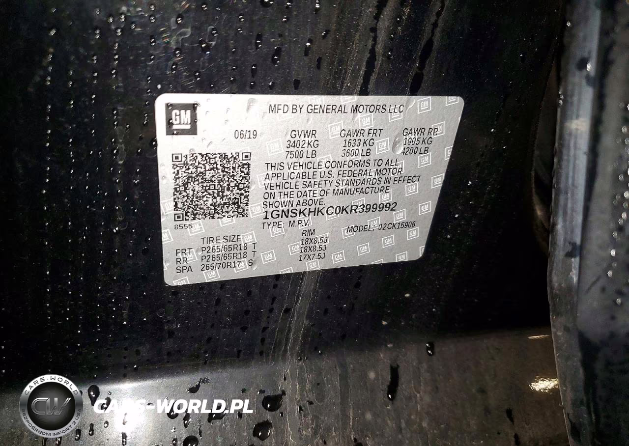 2019 Chevrolet Suburban K1500 Lt VIN:1GNSKHKC0KR399992 - 13