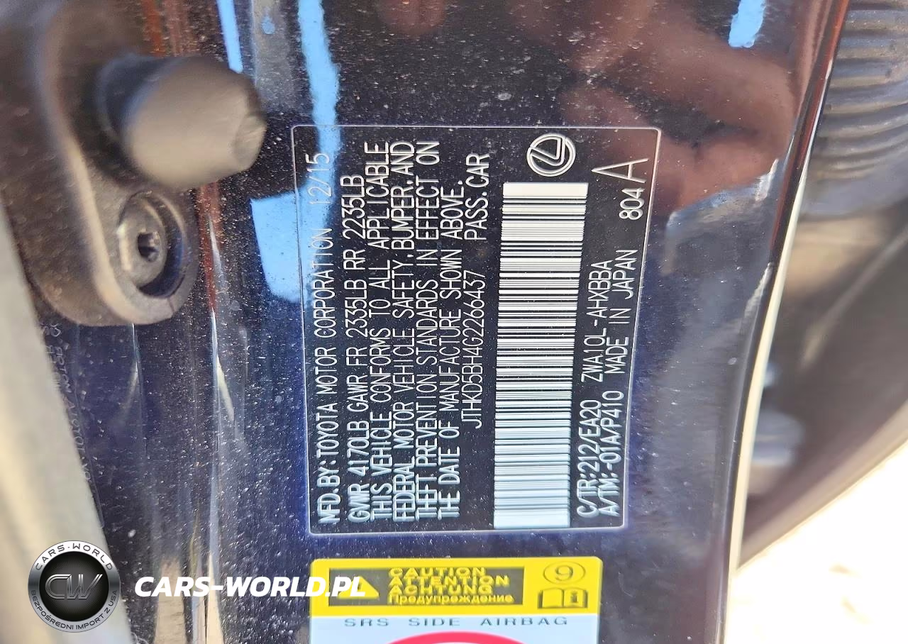 2016 Lexus Ct 200 VIN:JTHKD5BH4G2266437 - 12