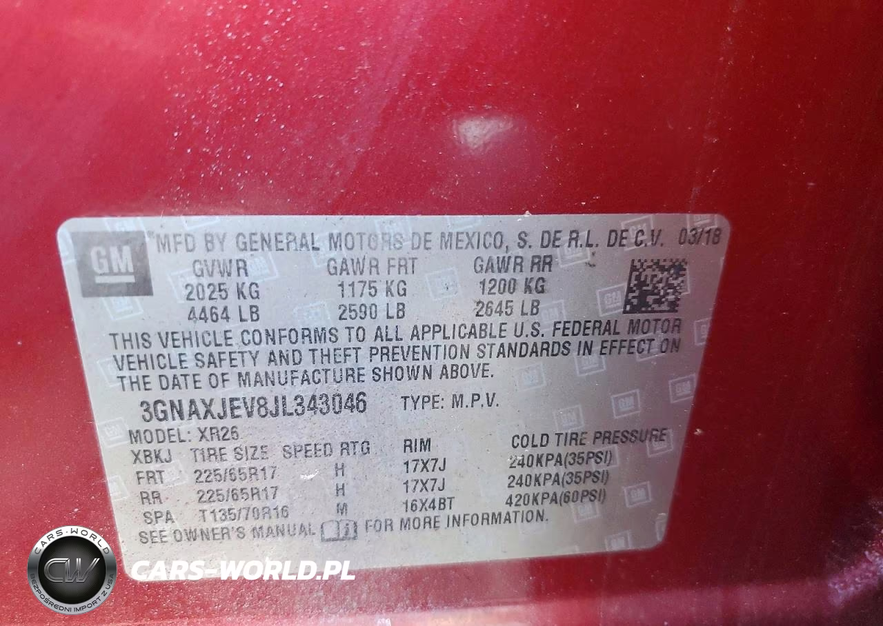 2018 Chevrolet Equinox Lt VIN:3GNAXJEV8JL343046 - 12