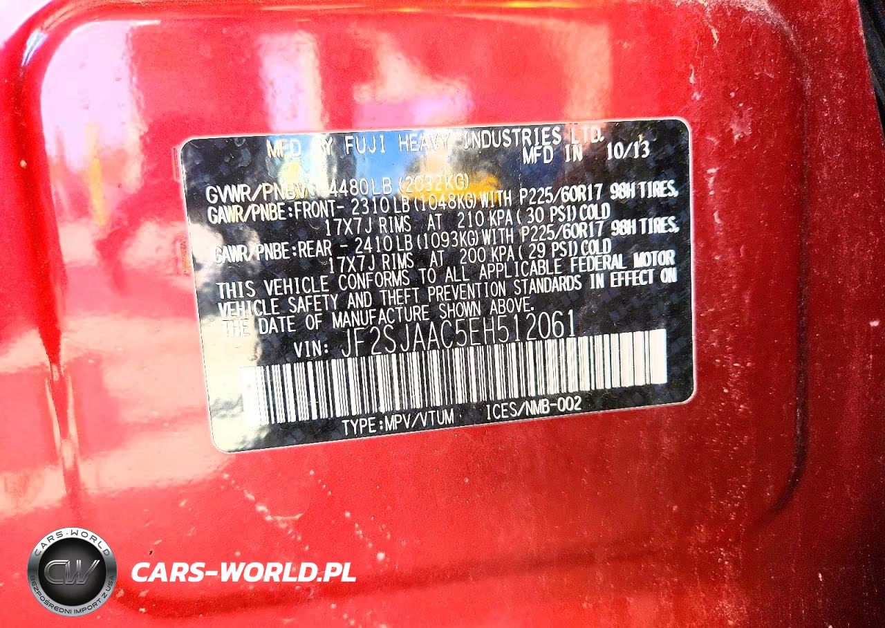 2014 Subaru Forester 2.5I VIN:JF2SJAAC5EH512061 - 14