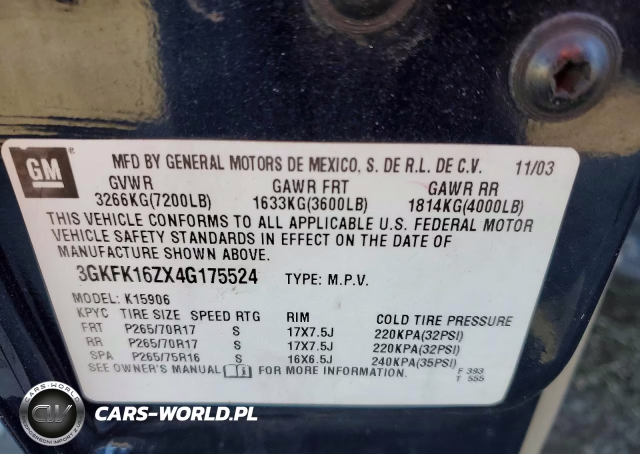 2004 GMC Yukon Xl K1500 VIN:3GKFK16ZX4G175524 - 13