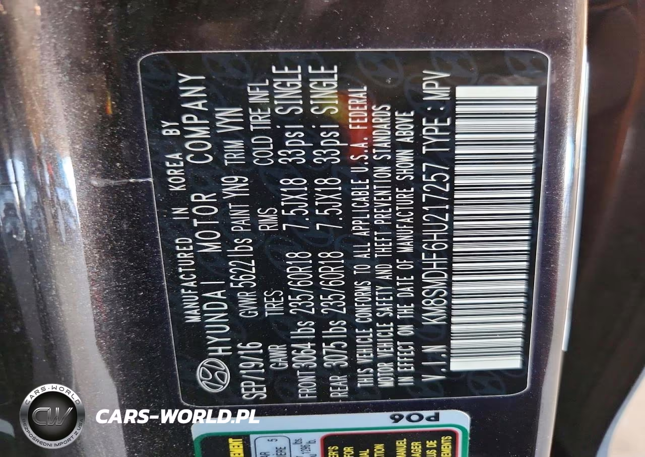 2017 Hyundai Santa Fe Se VIN:KM8SMDHF6HU217257 - 13