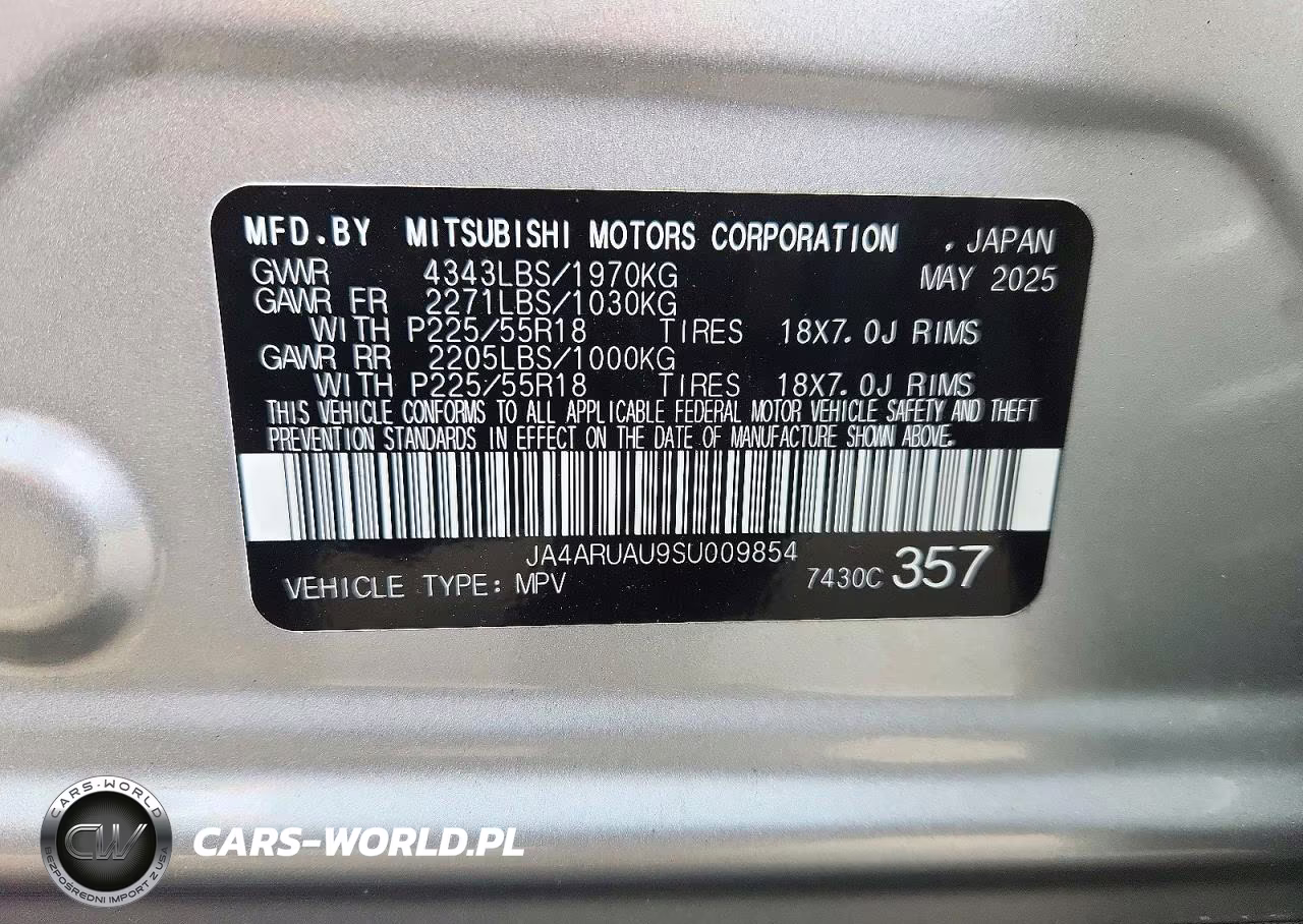 2025 Mitsubishi Outlander Sport S VIN:JA4ARUAU9SU009854 - 12