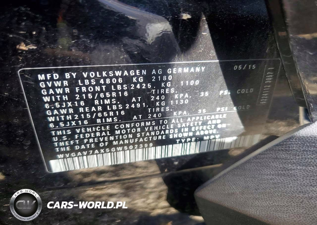 2016 Volkswagen Tiguan S VIN:WVGAV7AX5GW502399 - 13