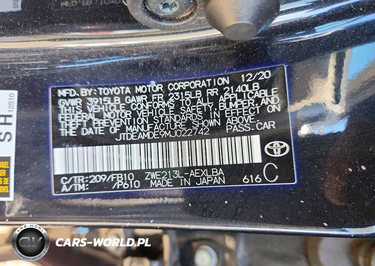 2021 Toyota Corolla Le VIN:JTDEAMDE9MJ022742 - 12