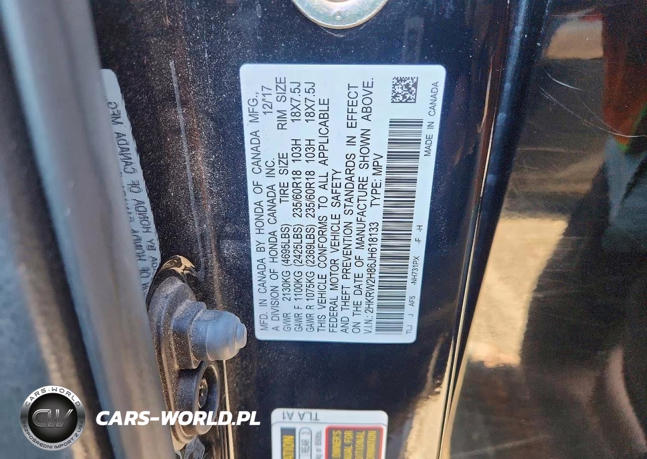 2018 Honda Cr-V Exl VIN:2HKRW2H86JH618133 - 14