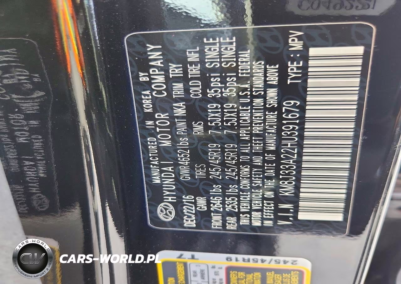 2017 Hyundai Tucson Limited VIN:KM8J33A22HU391679 - 13
