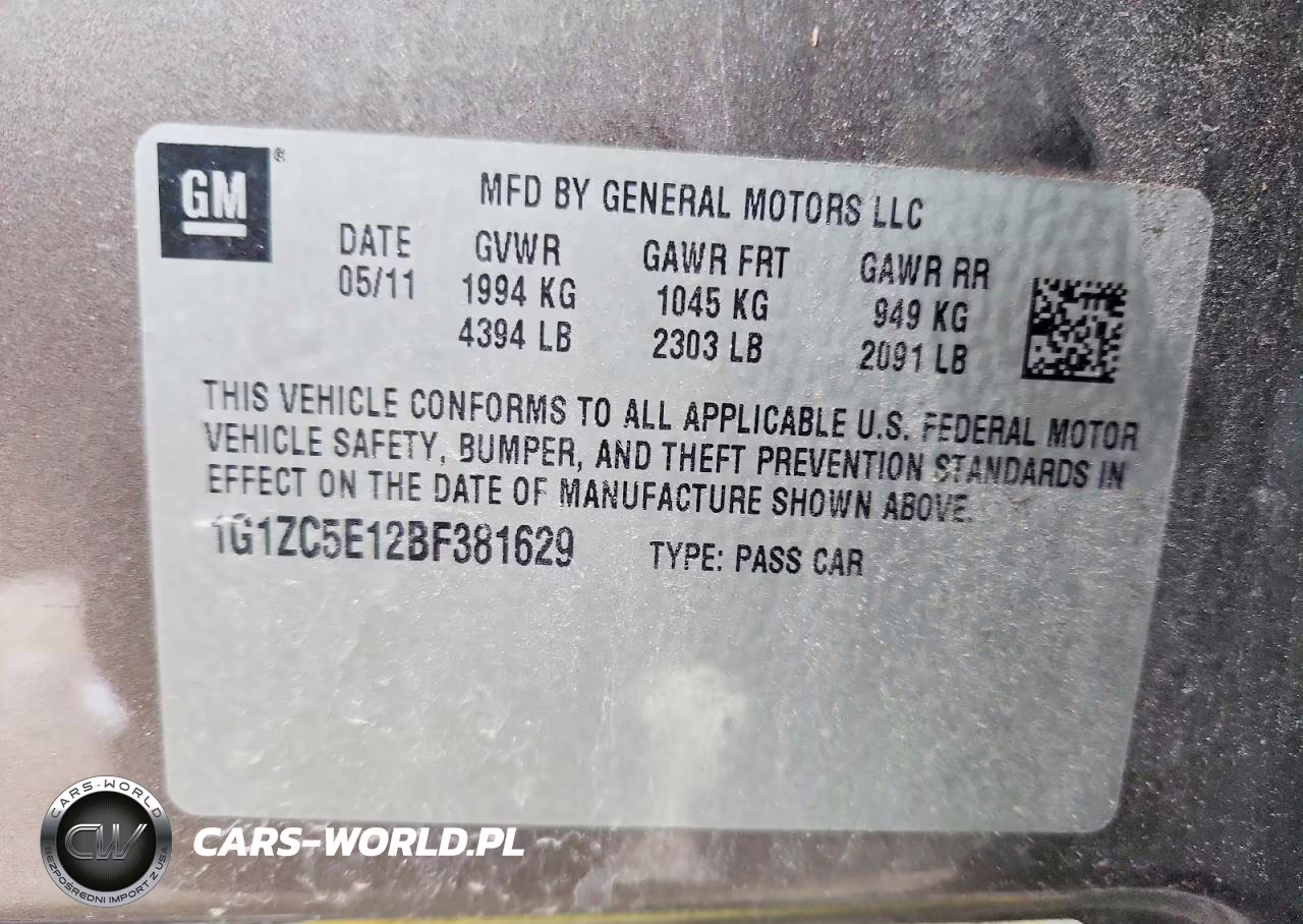 2011 Chevrolet Malibu 1Lt VIN:1G1ZC5E12BF381629 - 12