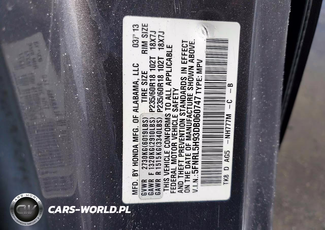 2013 Honda Odyssey Touring VIN:5FNRL5H93DB060747 - 13