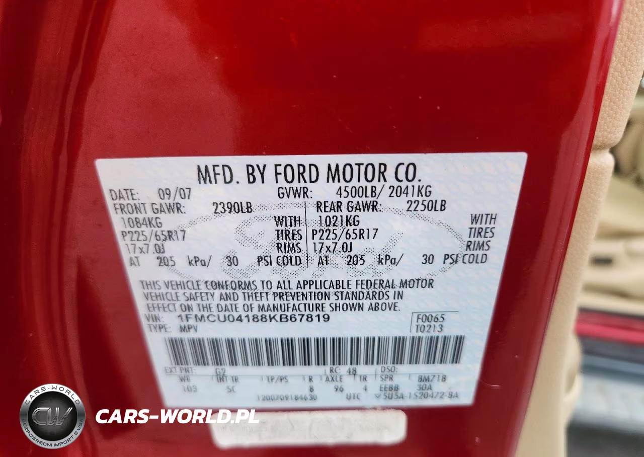 2008 Ford Escape Limited VIN:1FMCU04188KB67819 - 13
