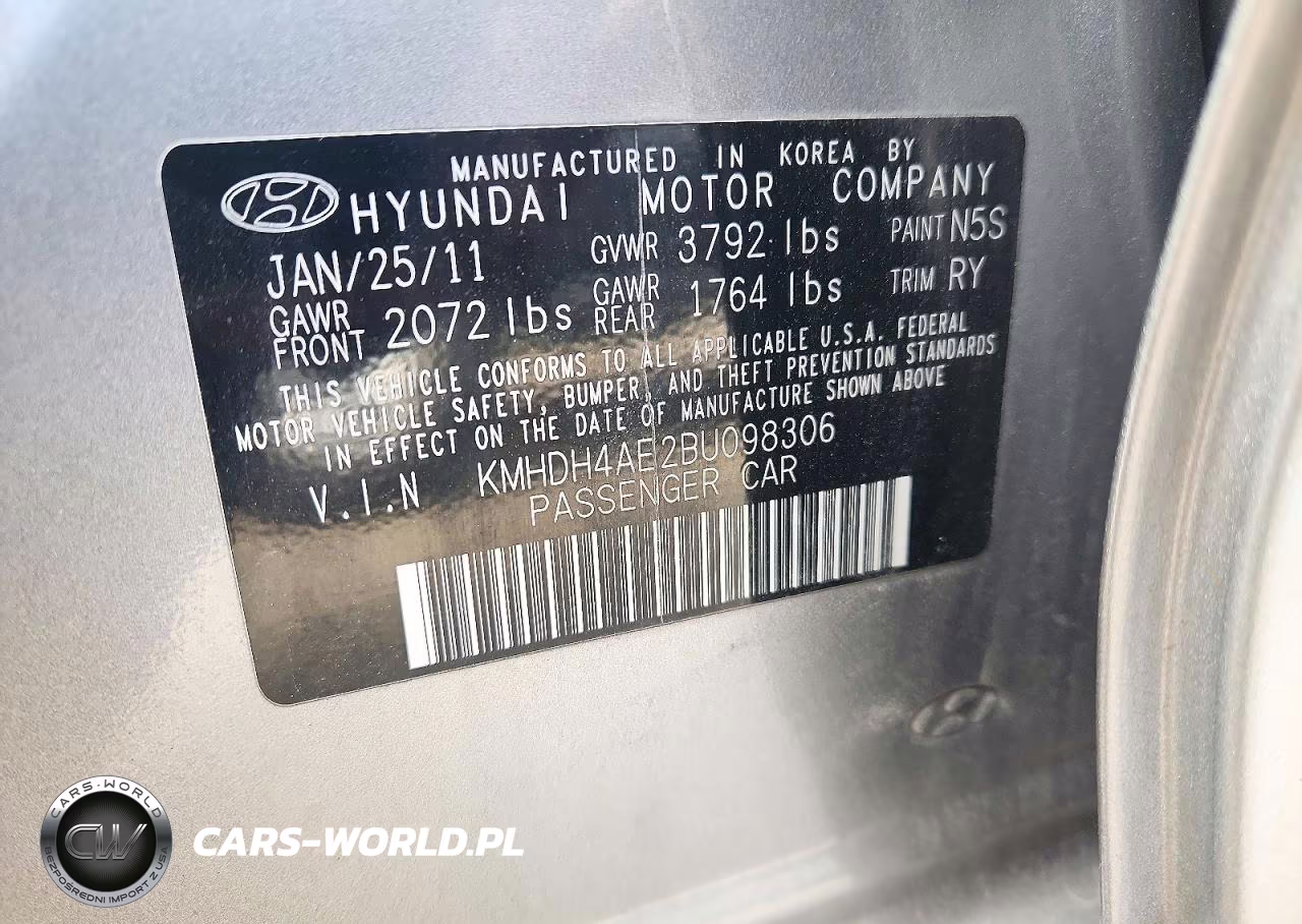 2011 Hyundai Elantra Limited VIN:KMHDH4AE2BU098306 - 12