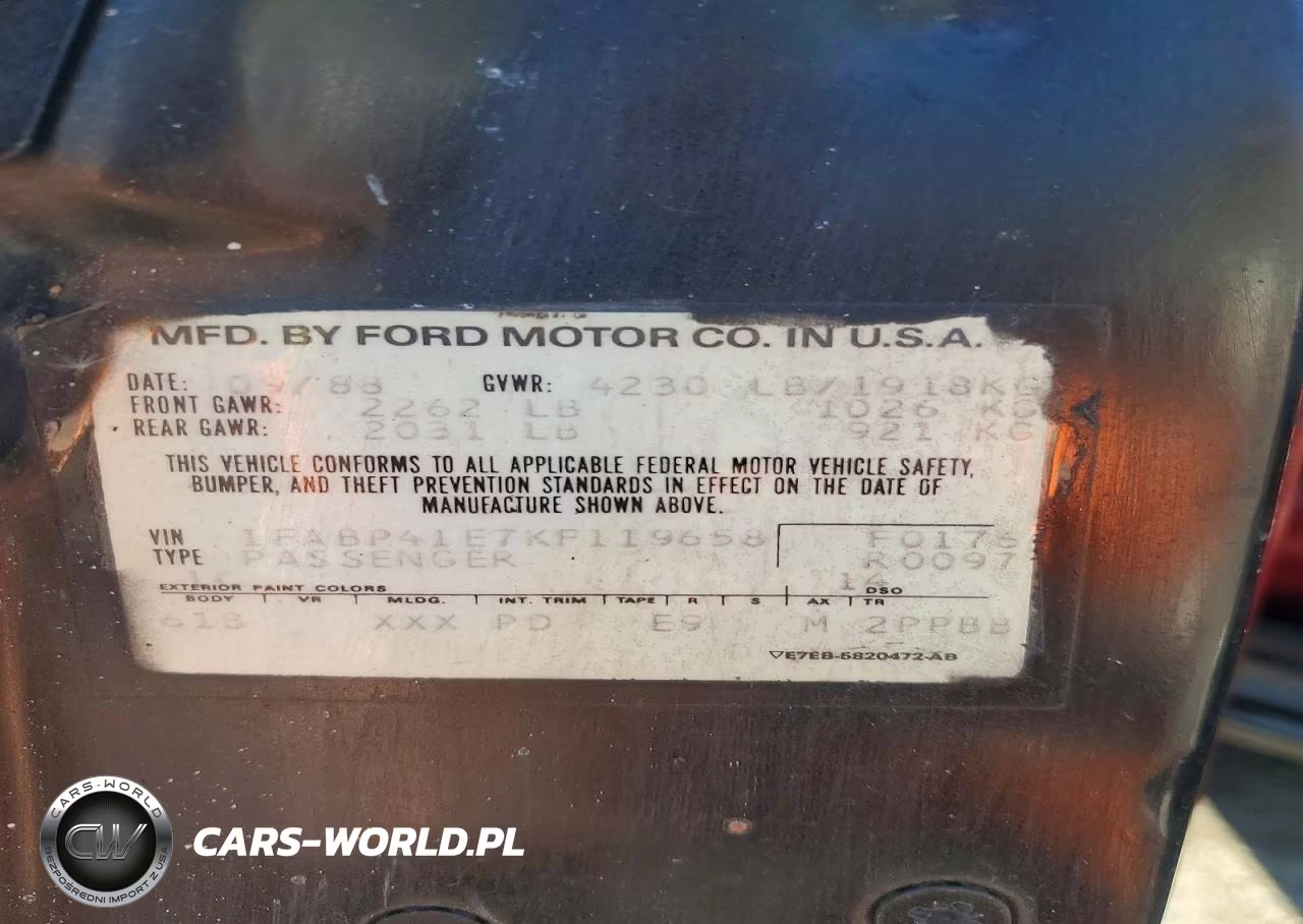 1989 Ford Mustang Lx VIN:1FABP41E7KF119658 - 12