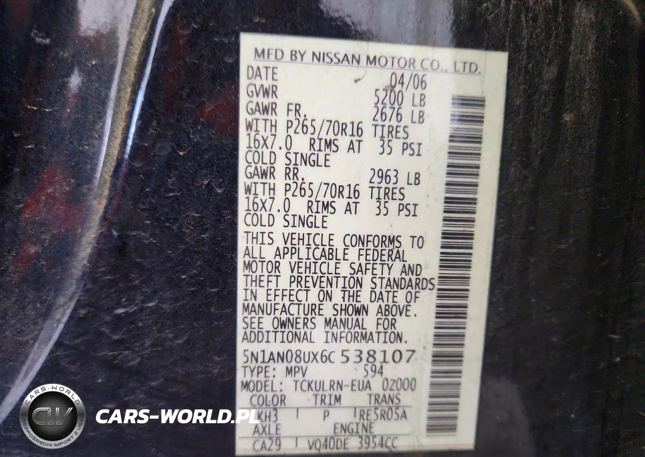 2006 Nissan Xterra Off Road VIN:5N1AN08UX6C538107 - 13
