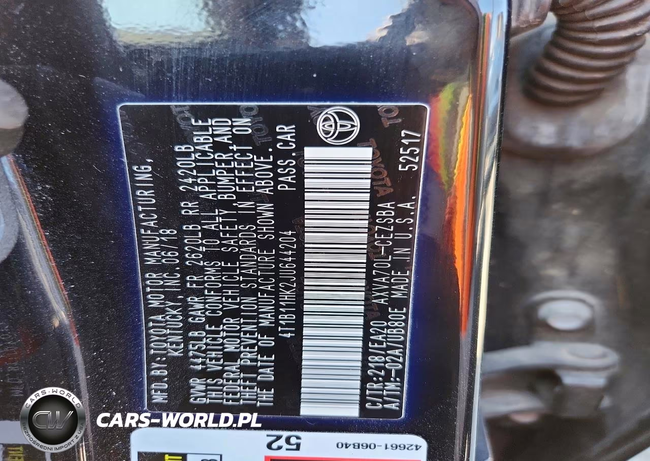 2018 Toyota Camry Se VIN:4T1B11HK2JU644204 - 12