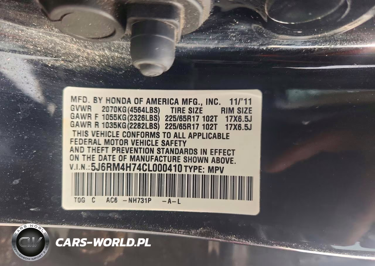 2012 Honda Cr-V Exl VIN:5J6RM4H74CL000410 - 13