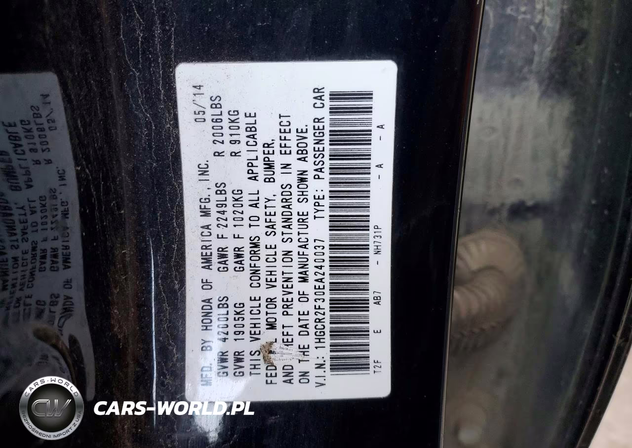 2014 Honda Accord Lx VIN:1HGCR2F30EA240037 - 12