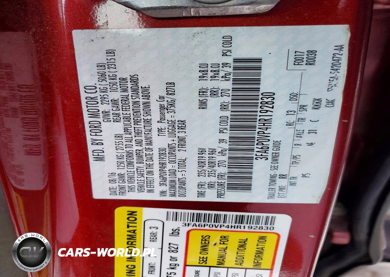 2017 Ford Fusion Sport VIN:3FA6P0VP4HR192830 - 12