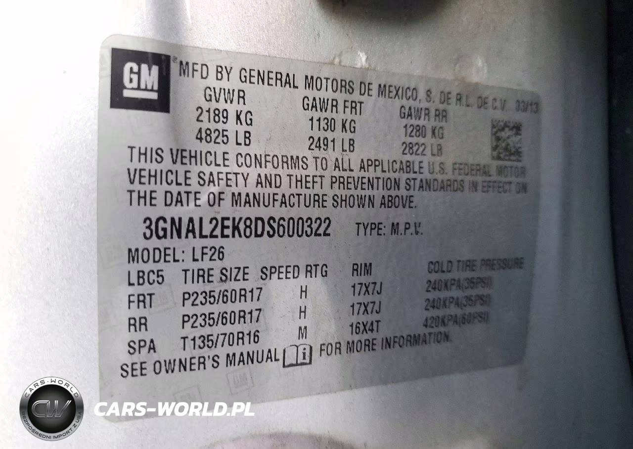 2013 Chevrolet Captiva Ls VIN:3GNAL2EK8DS600322 - 13