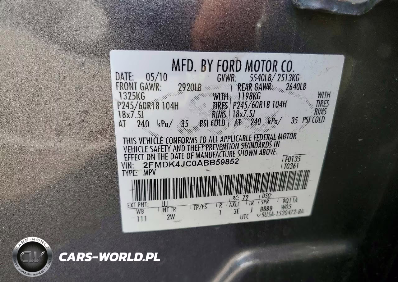 2010 Ford Edge Sel VIN:2FMDK4JC0ABB59852 - 13