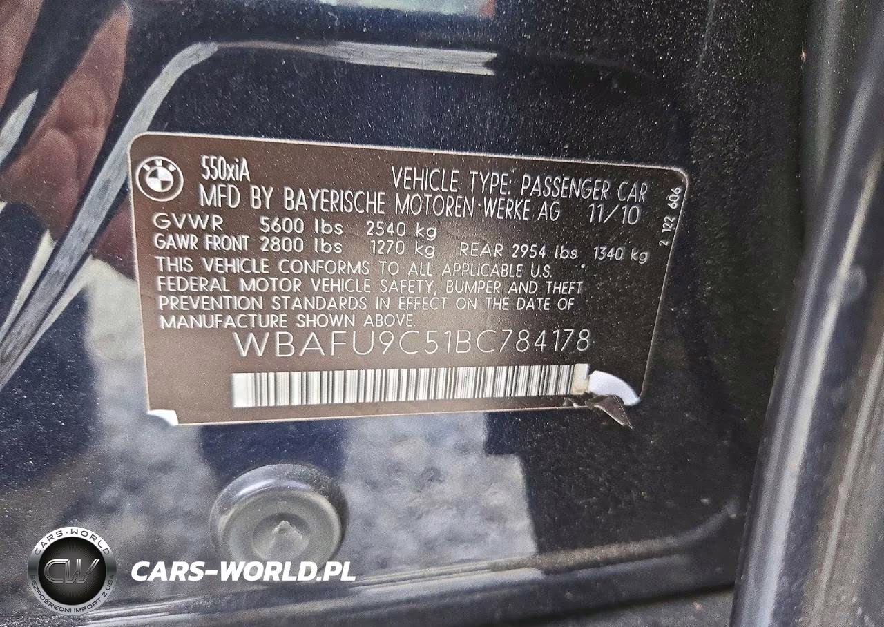 2011 BMW 550 Xi VIN:WBAFU9C51BC784178 - 12