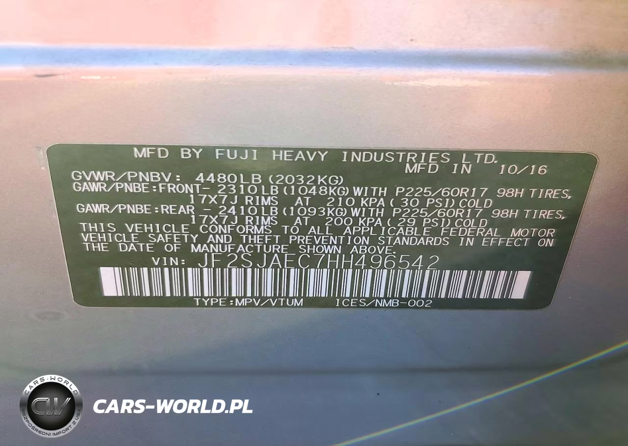 2017 Subaru Forester 2.5I Premium VIN:JF2SJAEC7HH496542 - 12
