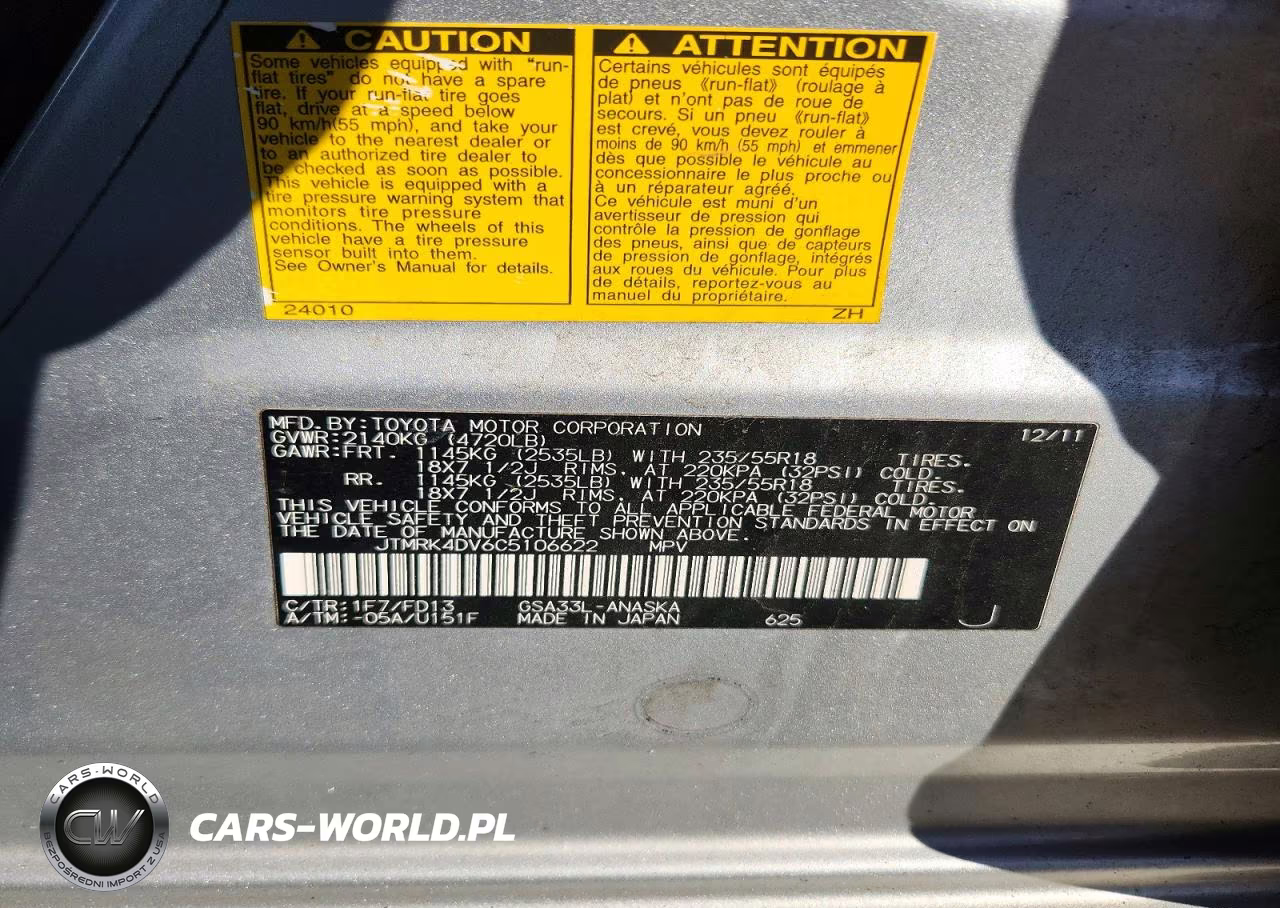 2012 Toyota Rav4 Sport VIN:JTMRK4DV6C5106622 - 13