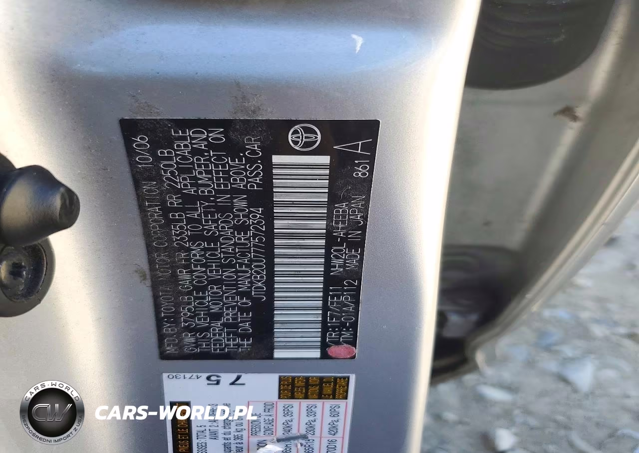2007 Toyota Prius Base VIN:JTDKB20U777572394 - 12