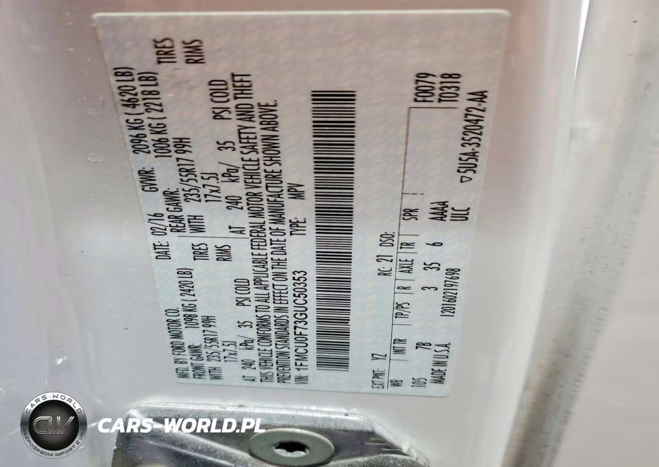 2016 Ford Escape S VIN:1FMCU0F73GUC50353 - 13