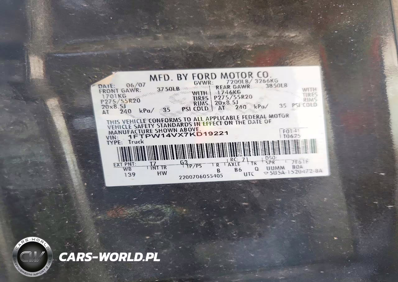 2007 Ford F150 Supercrew VIN:1FTPW14VX7KD19221 - 12