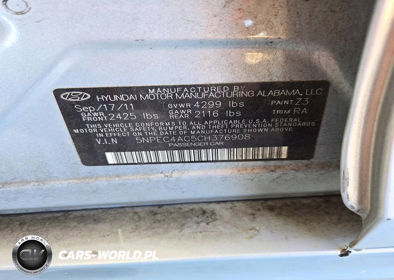 2012 Hyundai Sonata Limited VIN:5NPEC4AC5CH376908 - 12