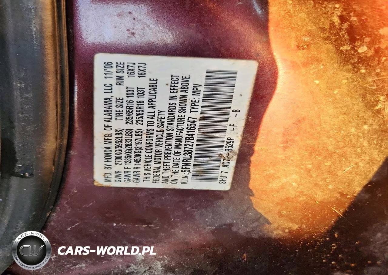 2007 Honda Odyssey Exl VIN:5FNRL38727B416547 - 13