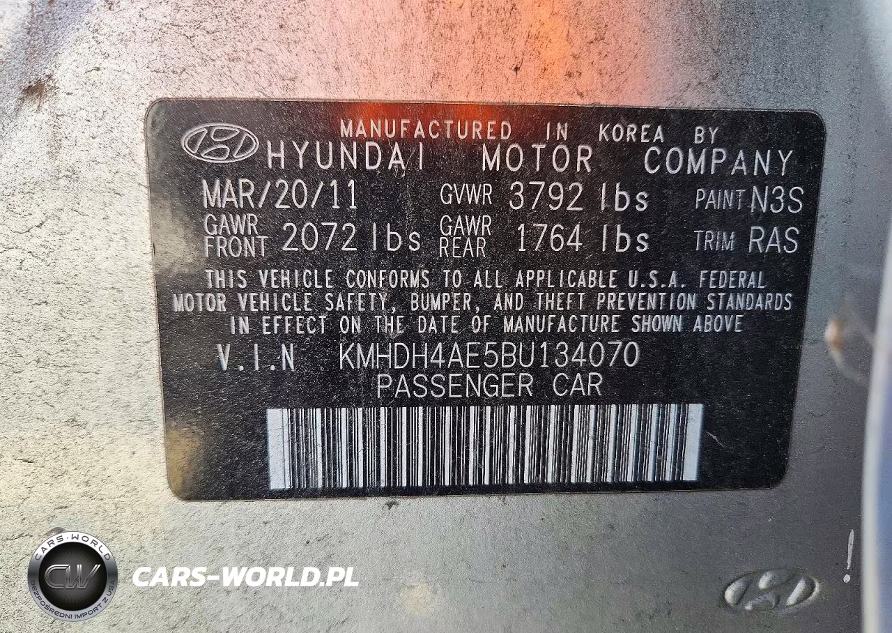 2011 Hyundai Elantra Gls VIN:KMHDH4AE5BU134070 - 12