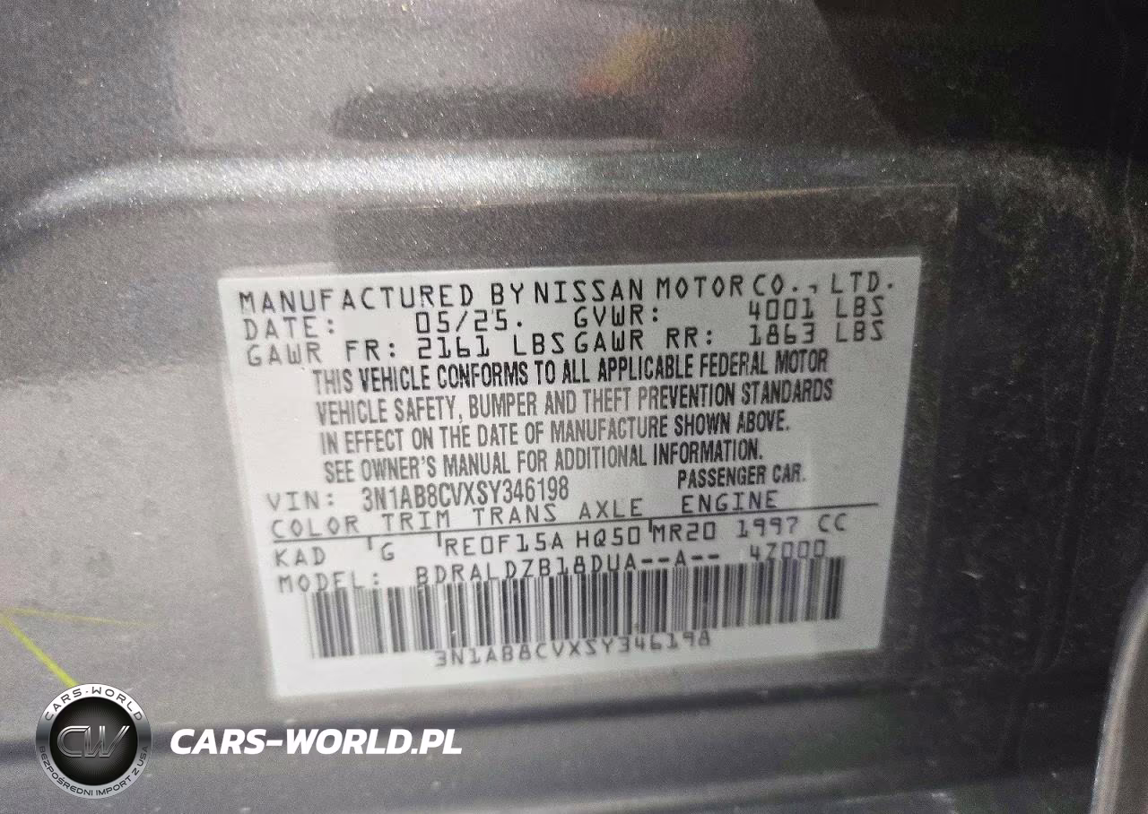 2025 Nissan Sentra Sv VIN:3N1AB8CVXSY346198 - 12