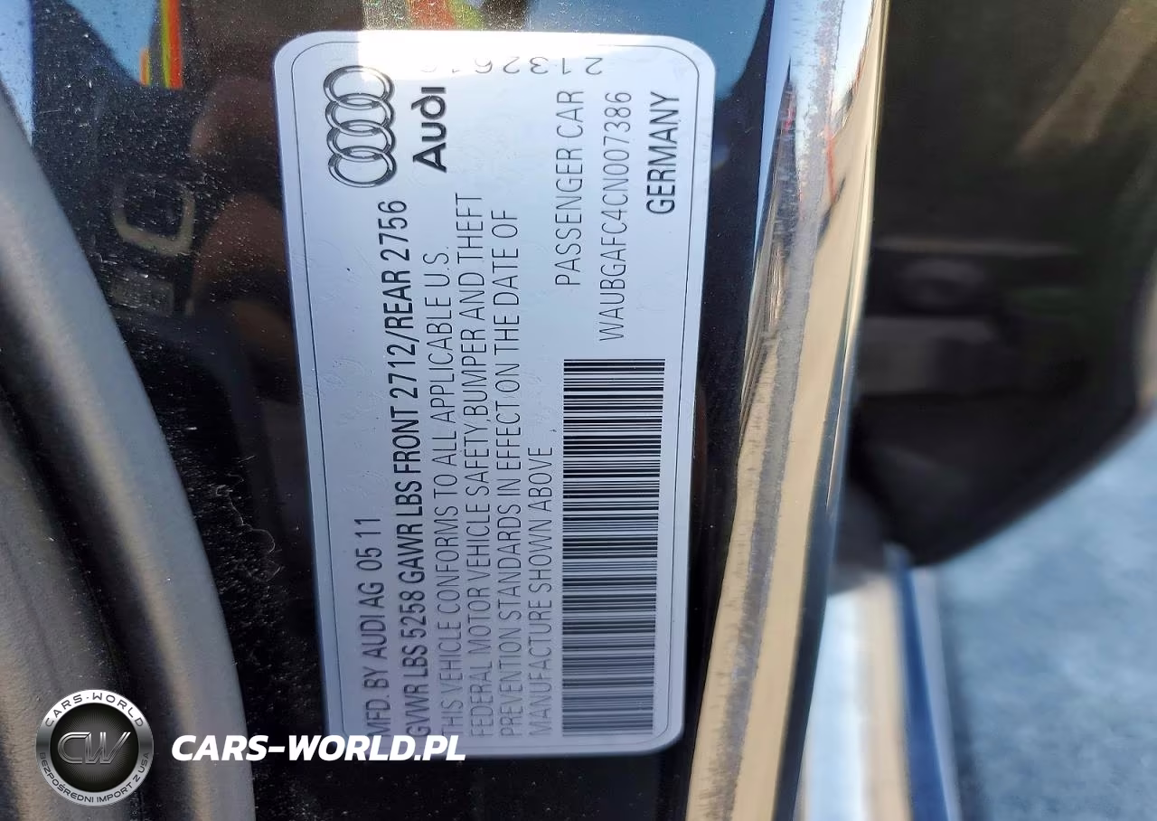 2012 Audi A6 VIN:WAUBGAFC4CN007386 - 12