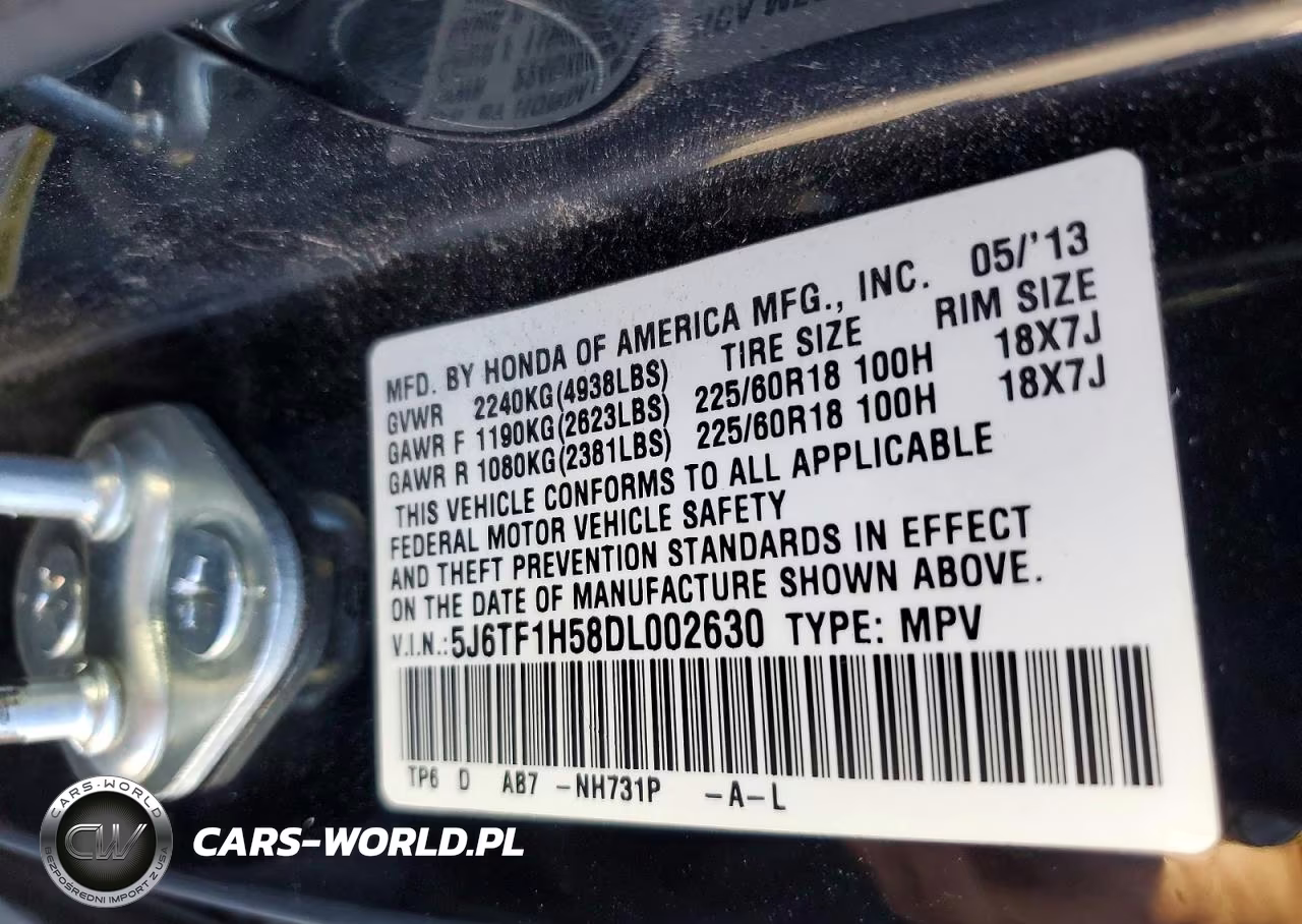 2013 Honda Crosstour Exl VIN:5J6TF1H58DL002630 - 13