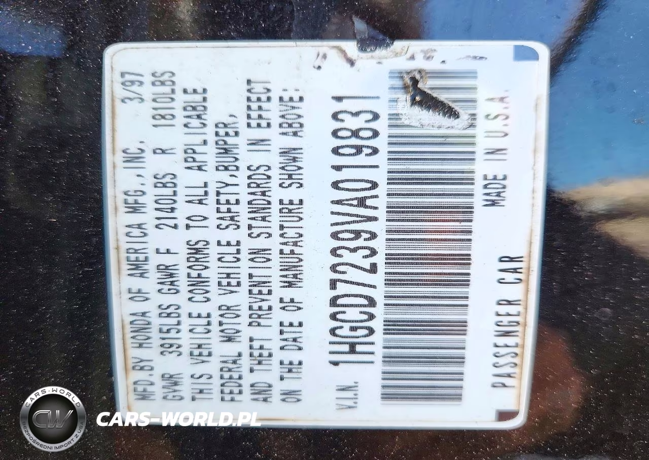 1997 Honda Accord Lx VIN:1HGCD7239VA019831 - 12