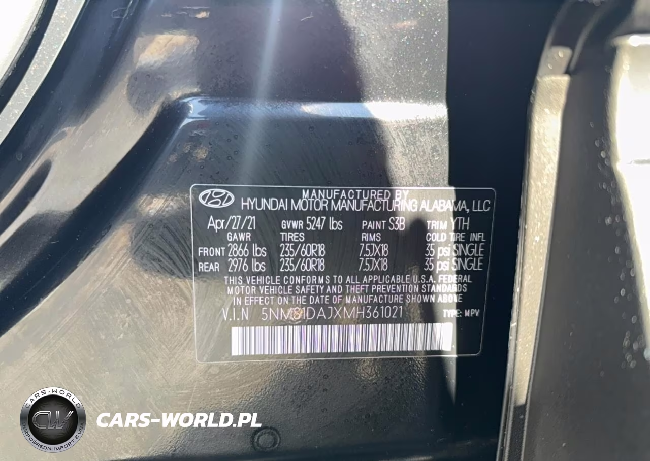 2021 Hyundai Santa Fe Se VIN:5NMS1DAJXMH361021 - 10