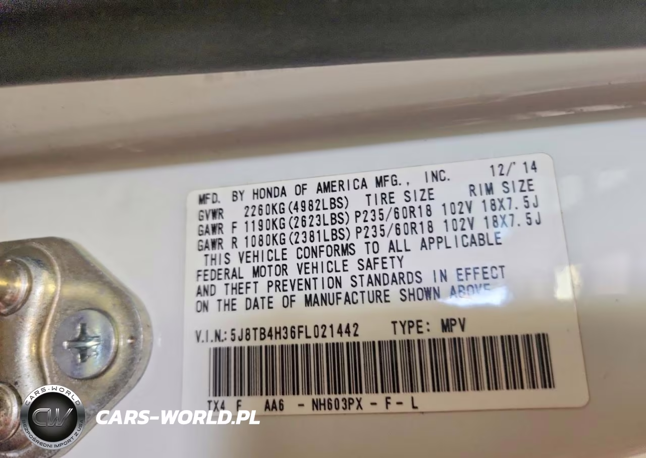 2015 Acura Rdx VIN:5J8TB4H36FL021442 - 12