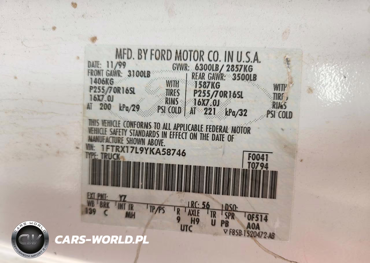 2000 Ford F150 VIN:1FTRX17L9YKA58746 - 12