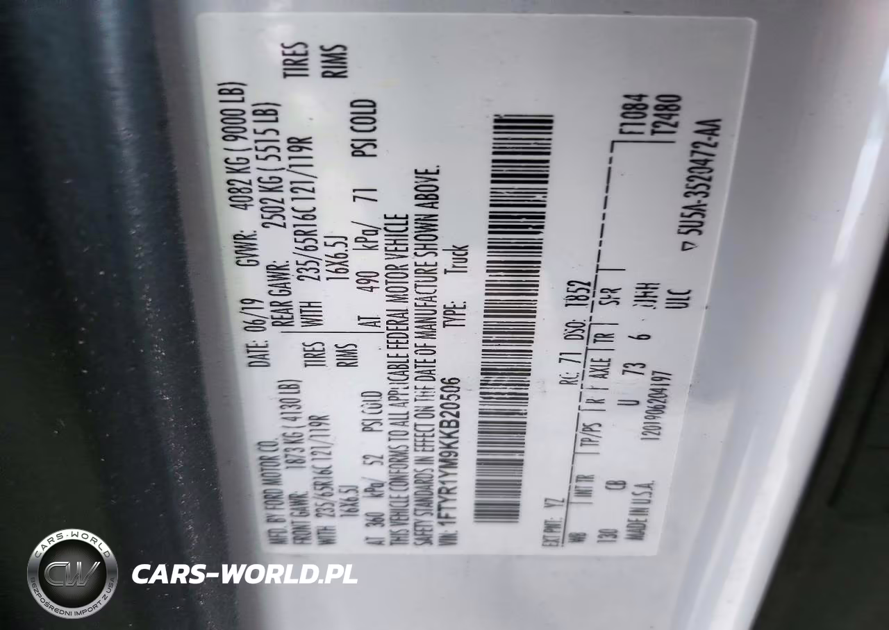 2019 Ford Transit 250 Delivery Van VIN:1FTYR1YM9KKB20506 - 13